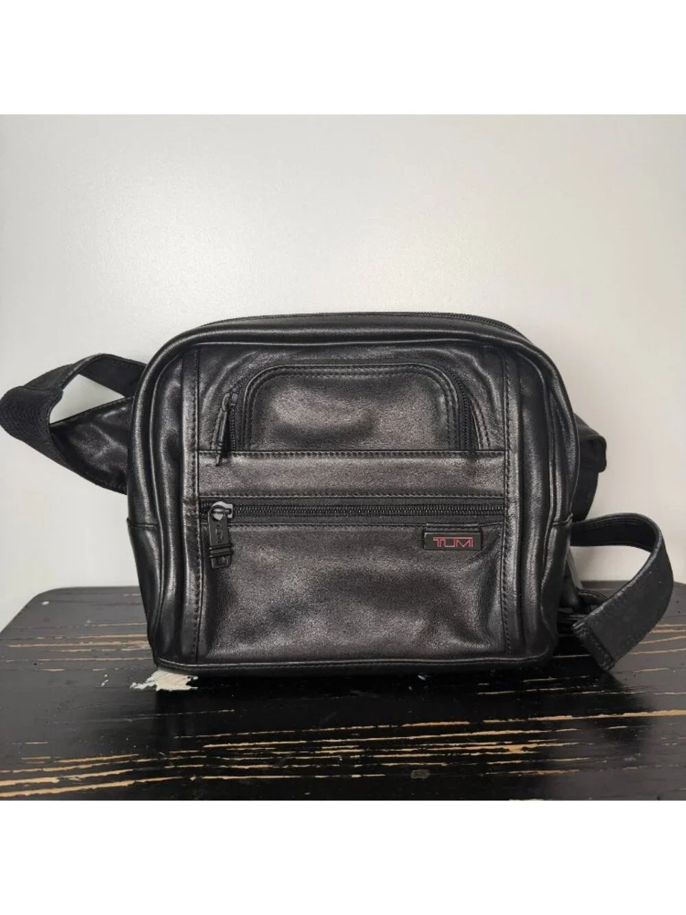 TUMI Leather Waist Belt Bag Black